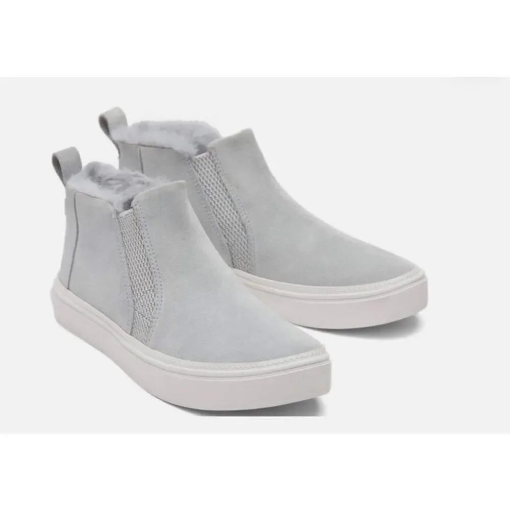 Tom’s Bryce leather grey faux fur lined sneaker bootie size 6